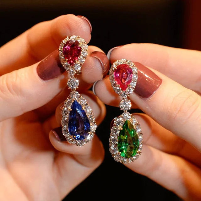 FancyEarRings - Color Sky Blue CZ Drop Earrings