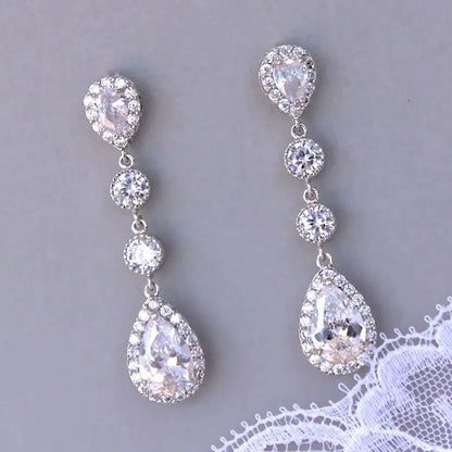 FancyearRings - Dangle Earrings with Dazzling Cubic Zirconia