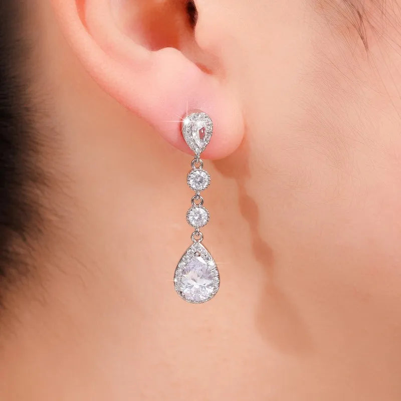 FancyearRings - Dangle Earrings with Dazzling Cubic Zirconia