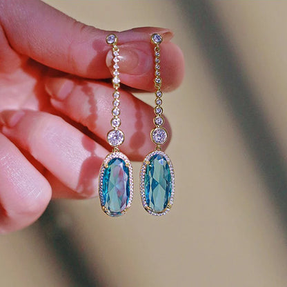 FancyEarRings - Color Sky Blue CZ Drop Earrings