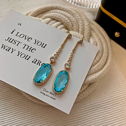 FancyEarRings - Color Sky Blue CZ Drop Earrings