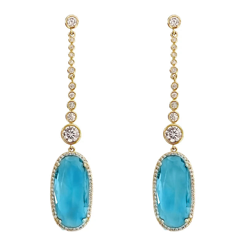 FancyEarRings - Color Sky Blue CZ Drop Earrings