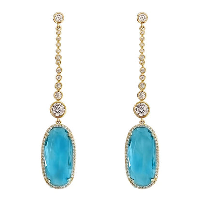 FancyEarRings - Color Sky Blue CZ Drop Earrings