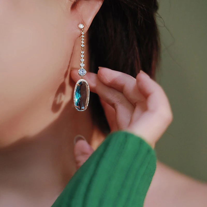 FancyEarRings - Color Sky Blue CZ Drop Earrings