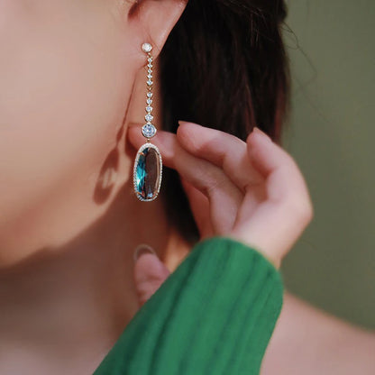 FancyEarRings - Color Sky Blue CZ Drop Earrings