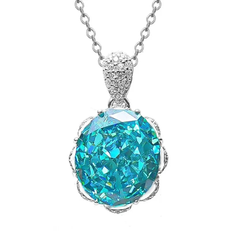 FancyNeck - Oval Cut Sapphire Pendant Necklace